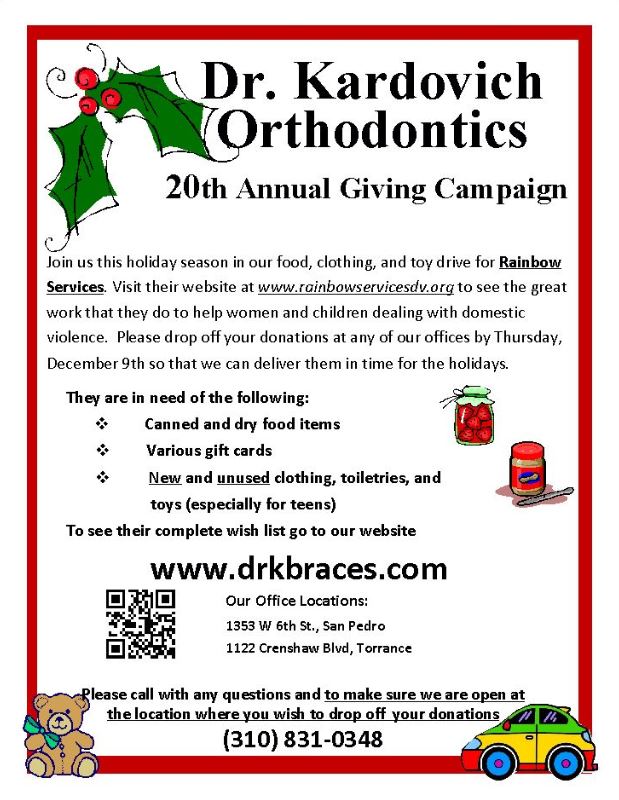 Dr Kardovich Orthdontics 20th Annual Giving Campaign