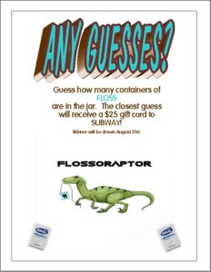 Flyer for guess how many floss in jar
